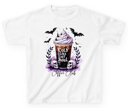 Cold Like My Soul gothic iced coffee Youth T-Shirt White product mockup
