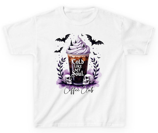 Cold Like My Soul gothic iced coffee Youth T-Shirt White product mockup