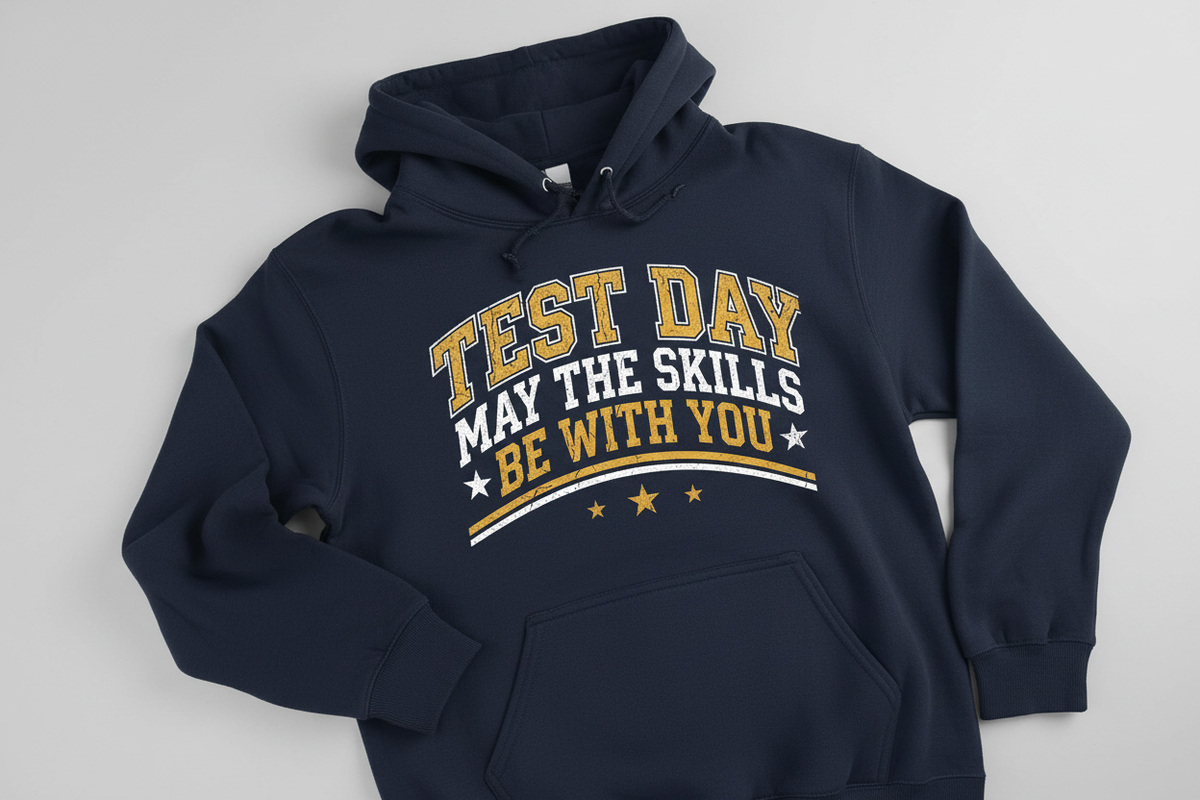 Test Day May The Skills Be With You Funny Teacher Student Design Hoodie - Navy