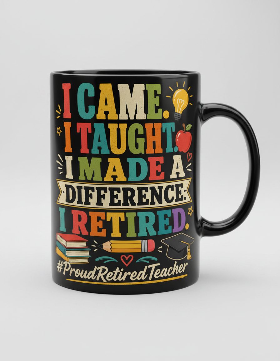 I Taught I Made a Difference I Retired Proudretiredteacher Black Mug - product mockup - Black