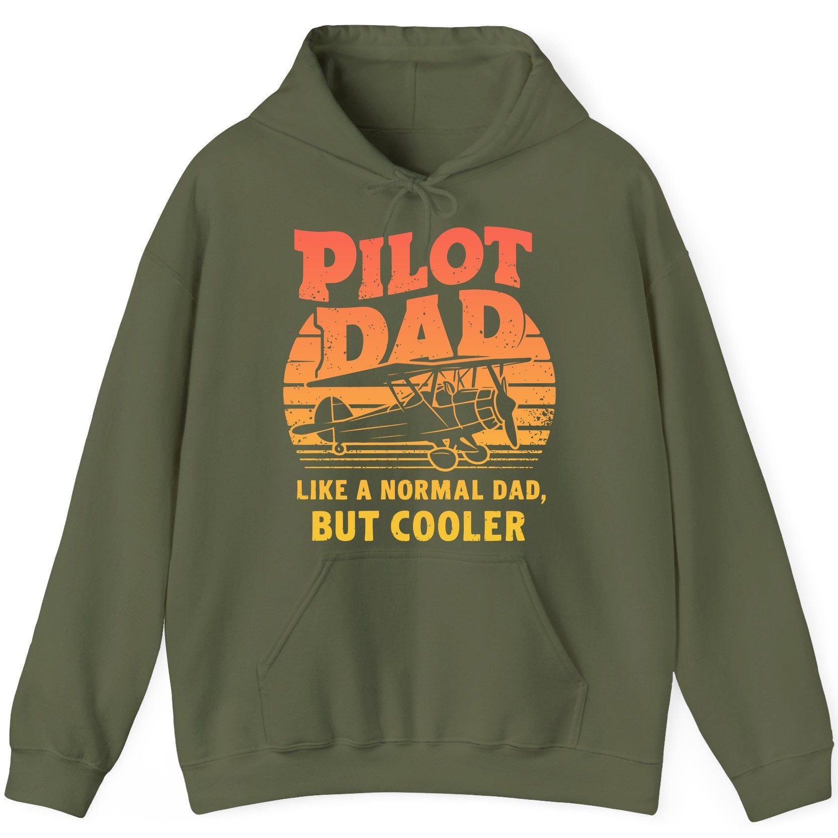 Pilot Dad Like a Normal Dad, but Cooler pilots Hoodie Military Green product mockup