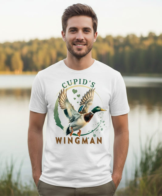 Cupid's Wingman mallard duck T-Shirt White lifestyle mockup