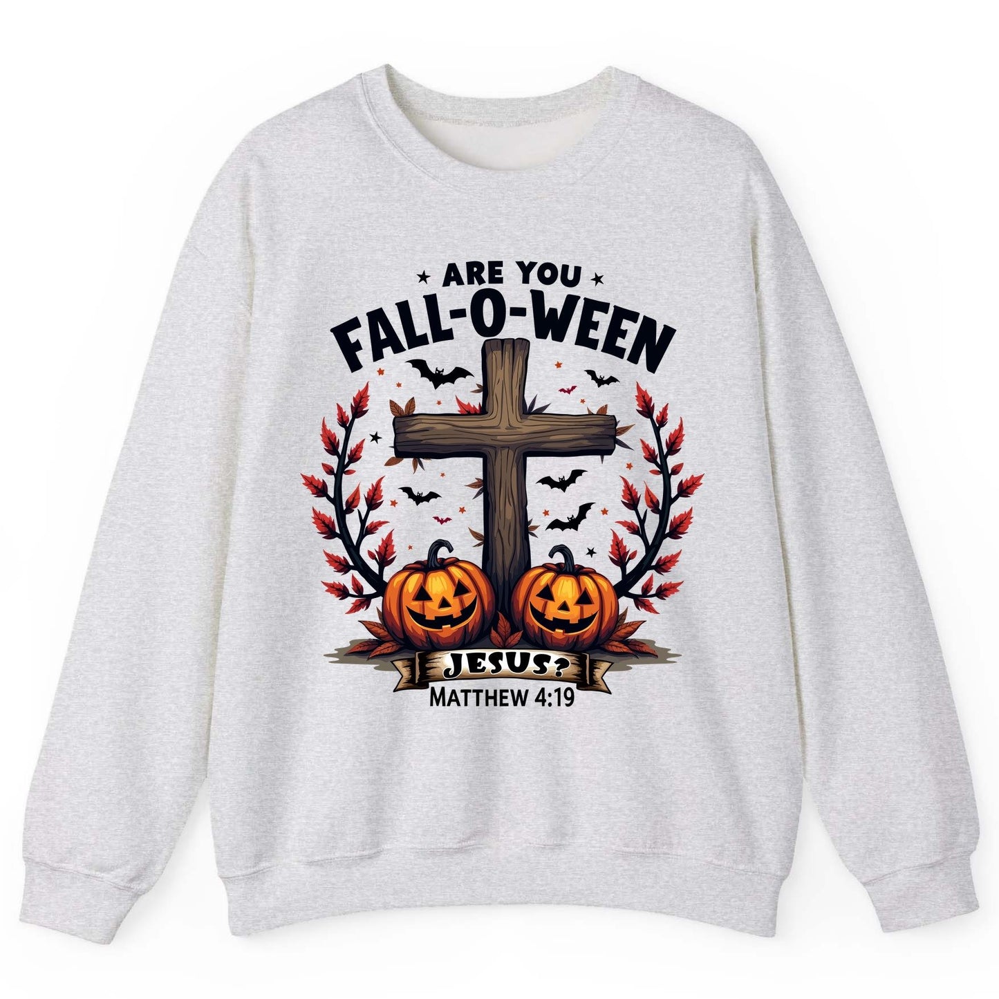 Are You Fall-O-Ween Jesus? christian Halloween Sweatshirt Ash product mockup
