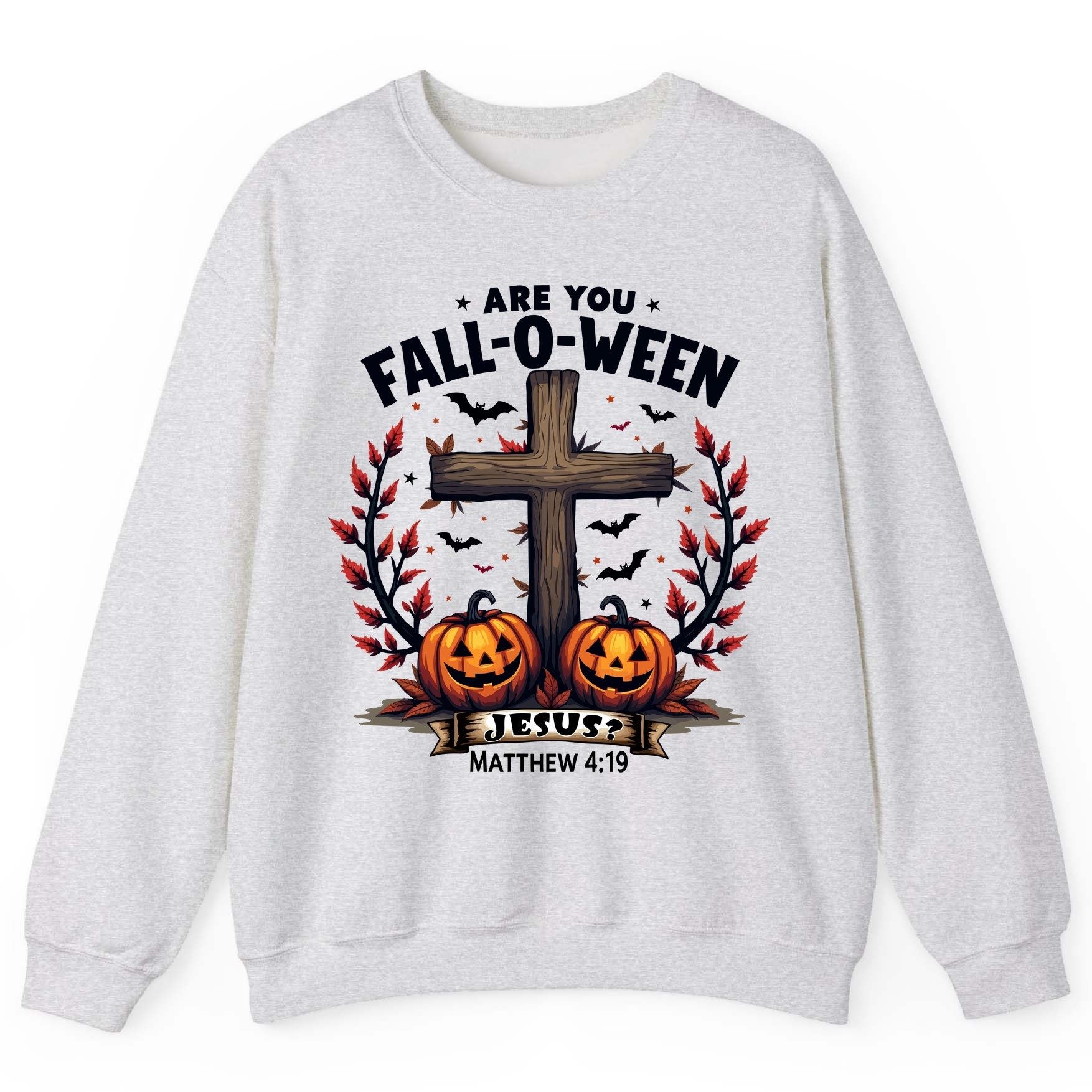 Are You Fall-O-Ween Jesus? christian Halloween Sweatshirt Ash product mockup