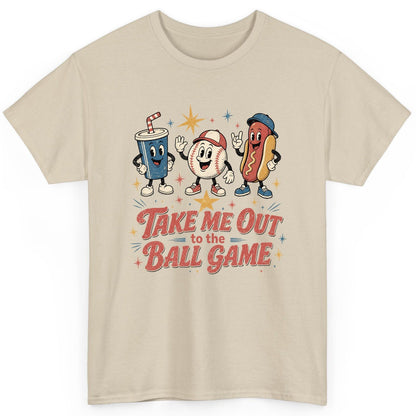 Take Me Out to the Ball Game Retro Baseball T-Shirt - product mockup - Sand