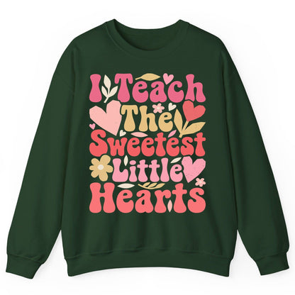 I Teach the Sweetest Little Hearts teaching Sweatshirt Forest Green product mockup
