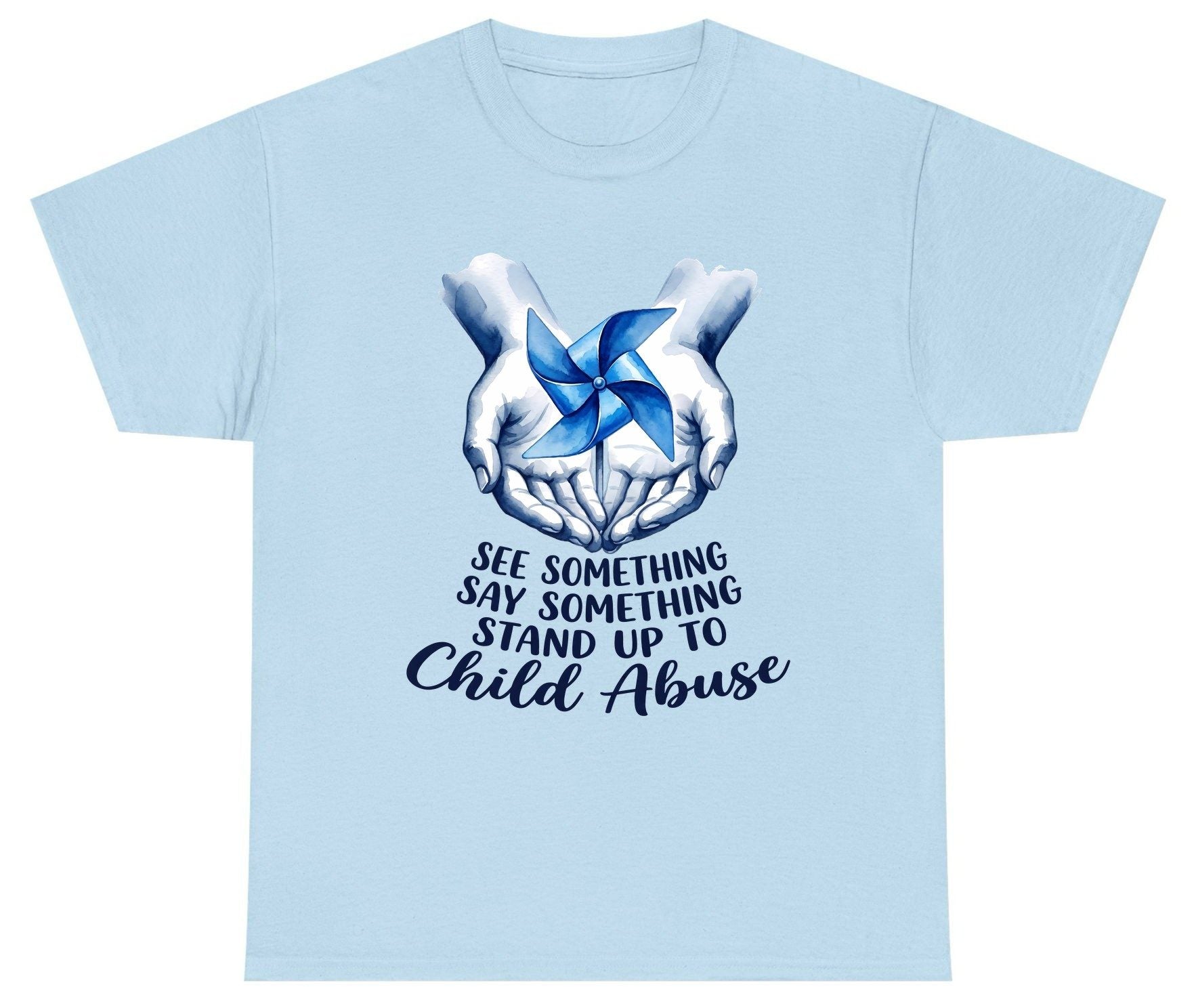 SEE Something SAY Something STAND UP TO Child Abuse Youth T-Shirt - product mockup - Light Blue