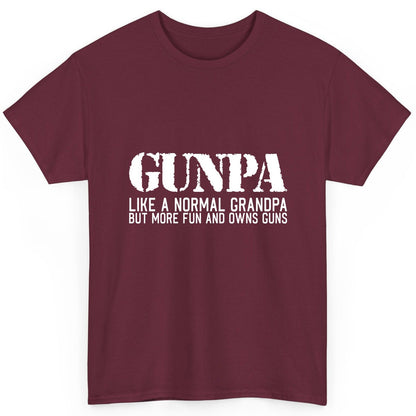 Gunpa Like a Normal Grandpa but More Fun and Owns Guns funny gun owner grandpa T-Shirt Maroon product mockup