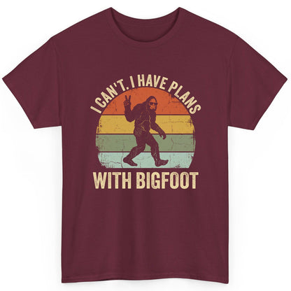 I Can't I Have Plans with Bigfoot bigfoot T-Shirt Maroon product mockup