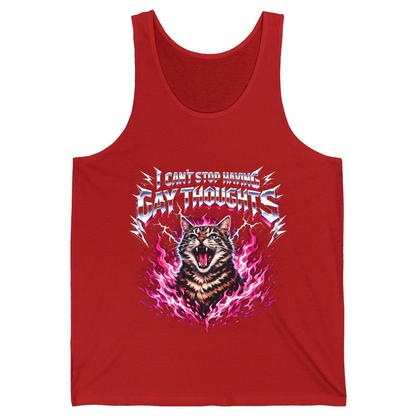 I Can't Stop Having Gay Thoughts cat Tank Top Red product mockup