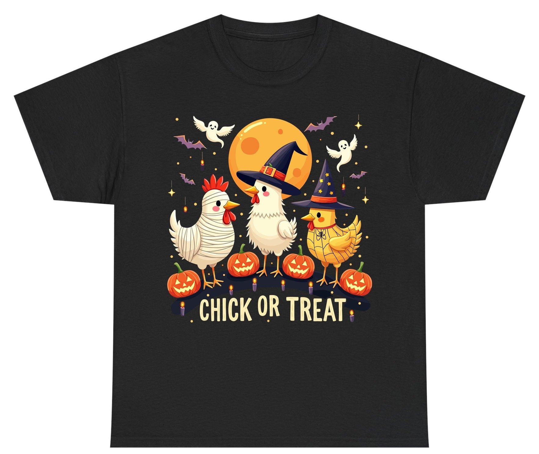 Chick or Treat Halloween chickens Youth T-Shirt Black product mockup