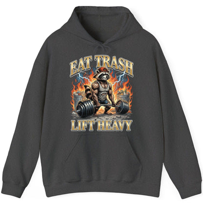 Eat Trash Lift Heavy raccoon Hoodie Dark Heather product mockup
