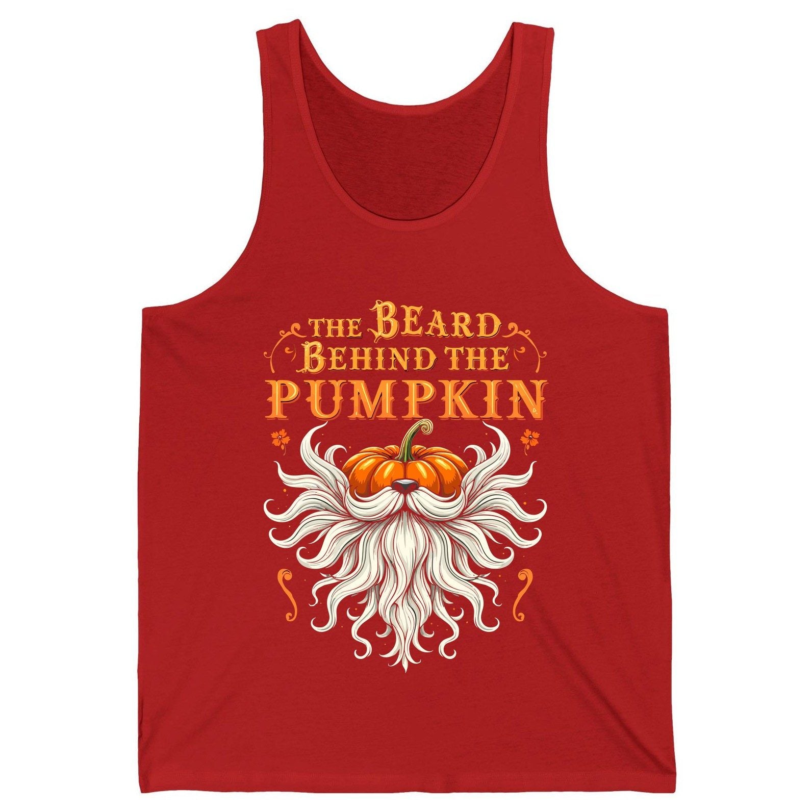 The Beard Behind the Pumpkin bearded dad Tank Top Red product mockup