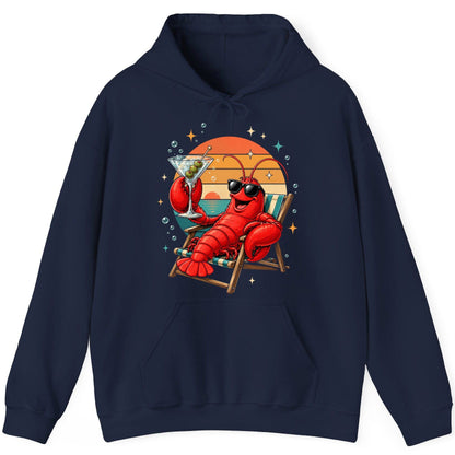 Funny Lobster Drinking Martini lobster Hoodie Navy product mockup