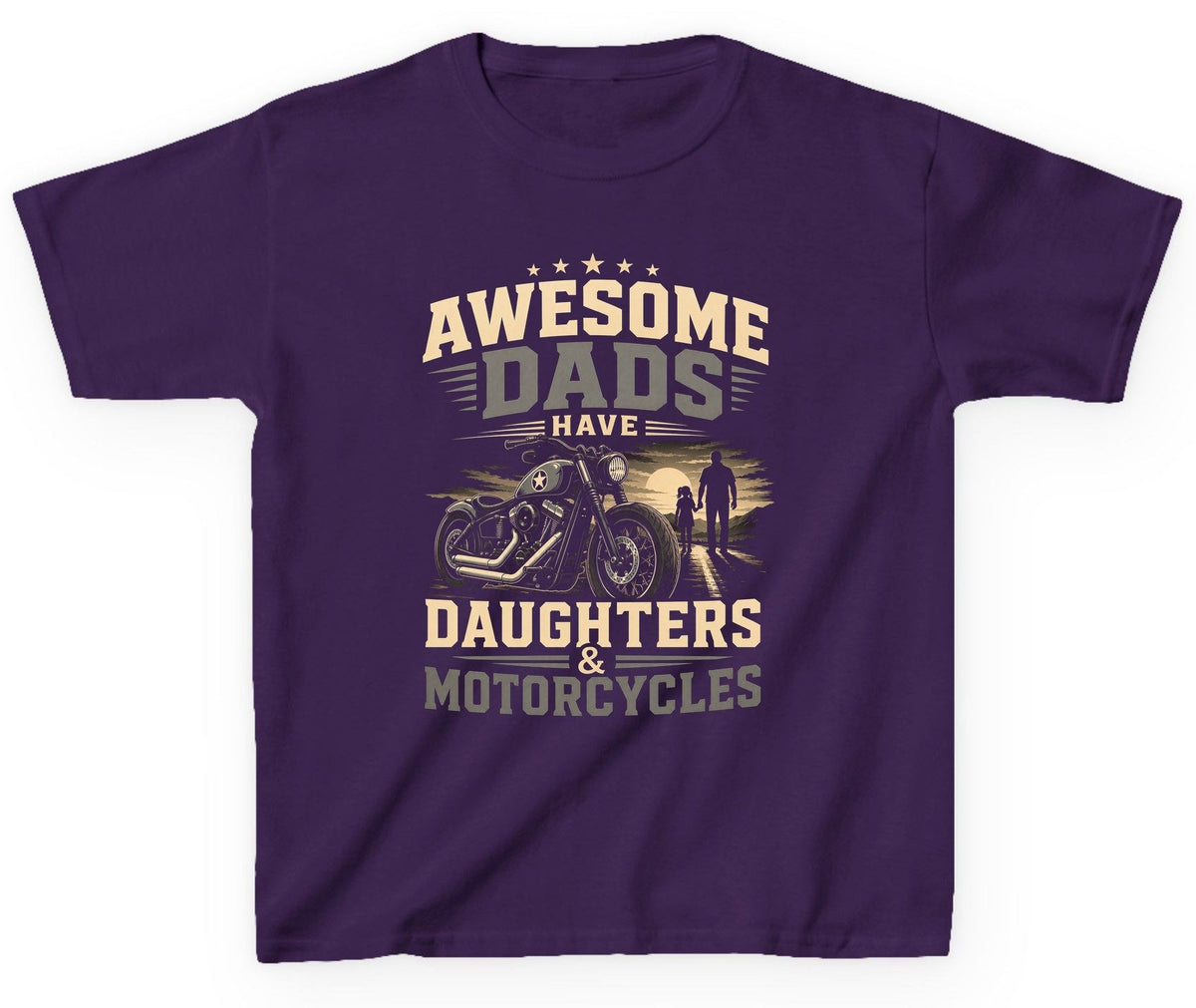 Awesome Dads Have Daughters & Motorcycles biker dad Youth T-Shirt Purple product mockup