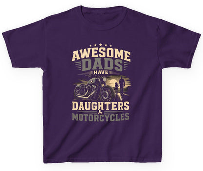 Awesome Dads Have Daughters & Motorcycles biker dad Youth T-Shirt Purple product mockup