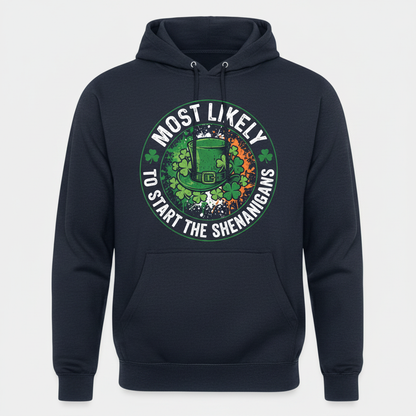 Most Likely To Start The Shenanigans St. Patrick's Day Design Hoodie - Navy