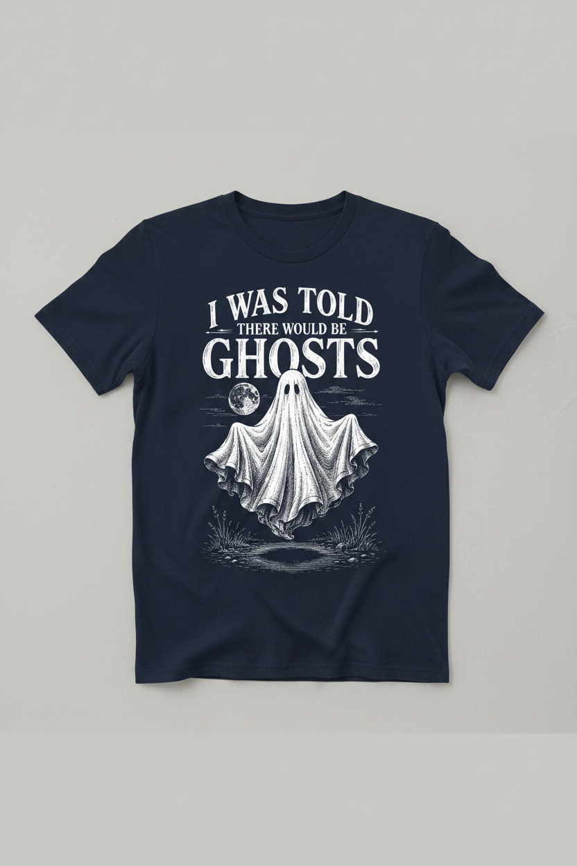 Funny I Was Told There Would Be Ghosts T-Shirt - product mockup - Navy