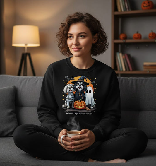 Halloween Dogs Costumes Halloween dogs Sweatshirt Black lifestyle mockup