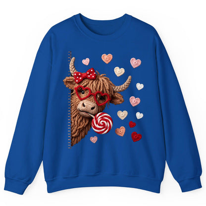 Crochet Valentine's Highland Cow highland cow Sweatshirt Royal product mockup