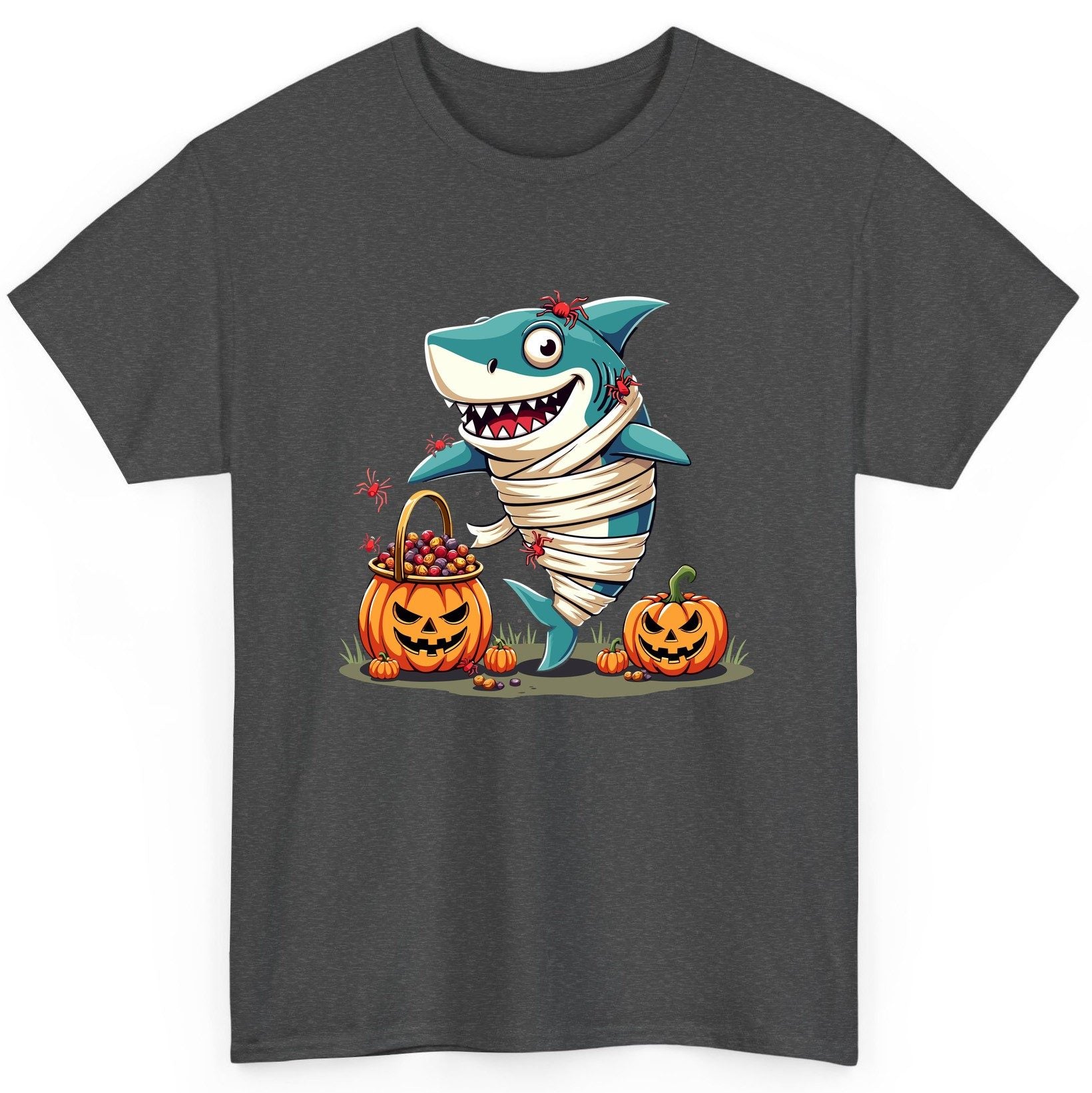 Mummy Shark Halloween shark T-Shirt Dark Heather product mockup