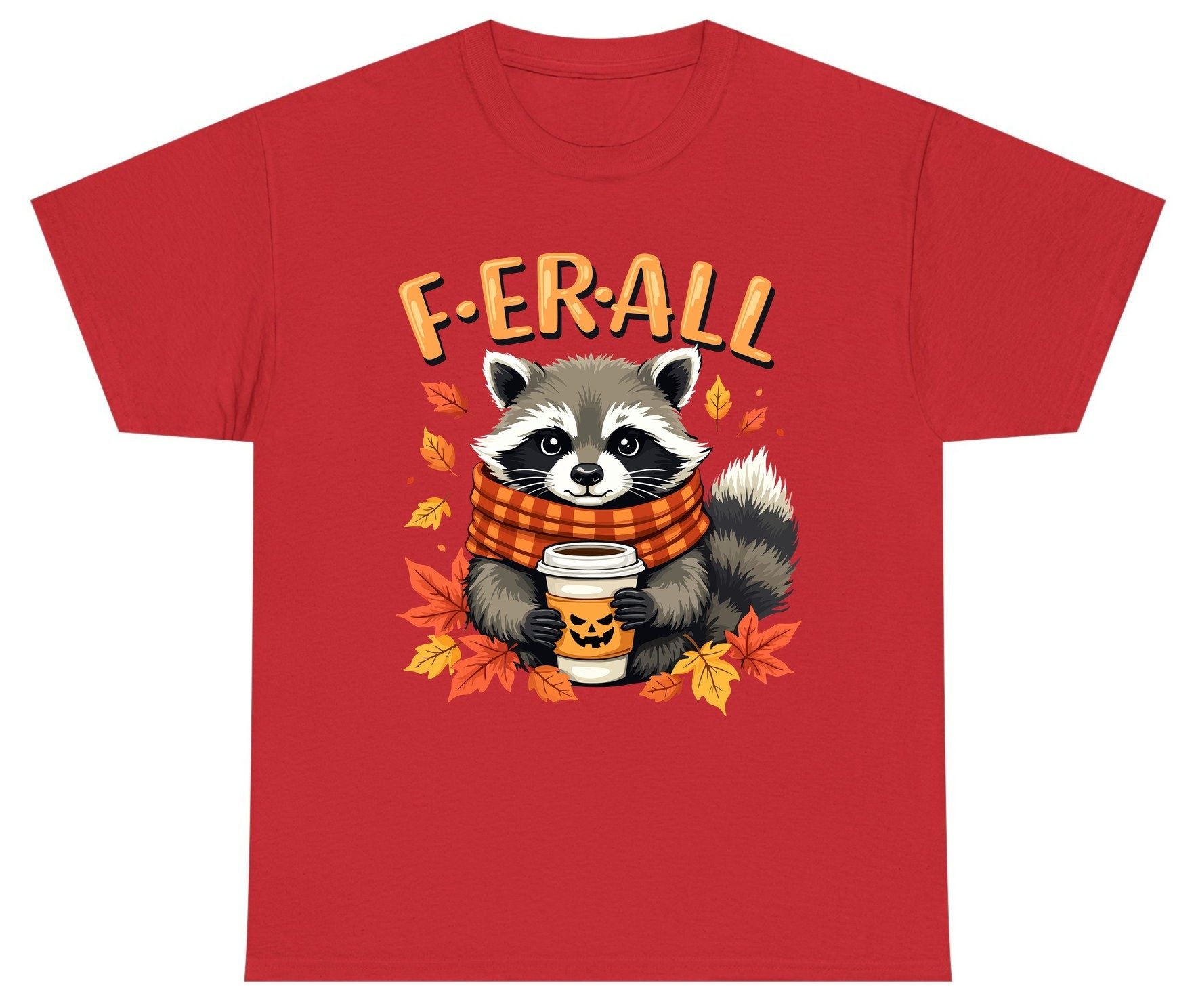 F ER All raccoon Youth T-Shirt Red product mockup