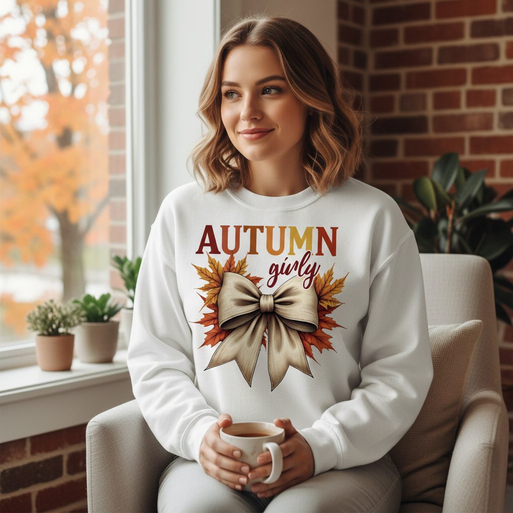 Autumn Girly autumn Sweatshirt White lifestyle mockup