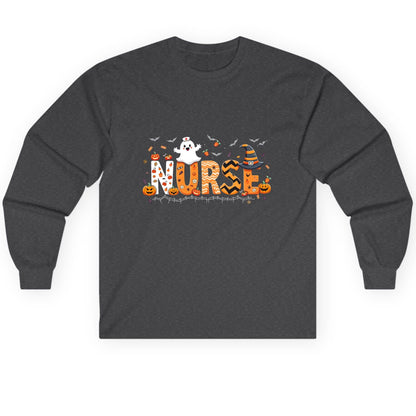 Nurse Halloween Long Sleeve Tee Dark Heather product mockup
