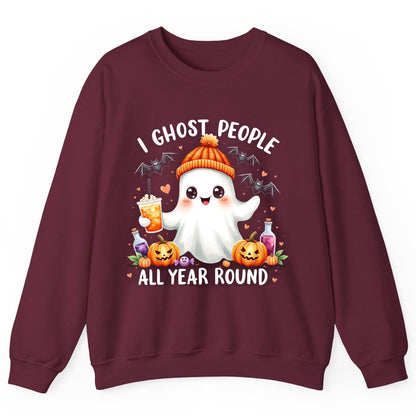 I Ghost People All Year Round cute ghost Sweatshirt Maroon product mockup
