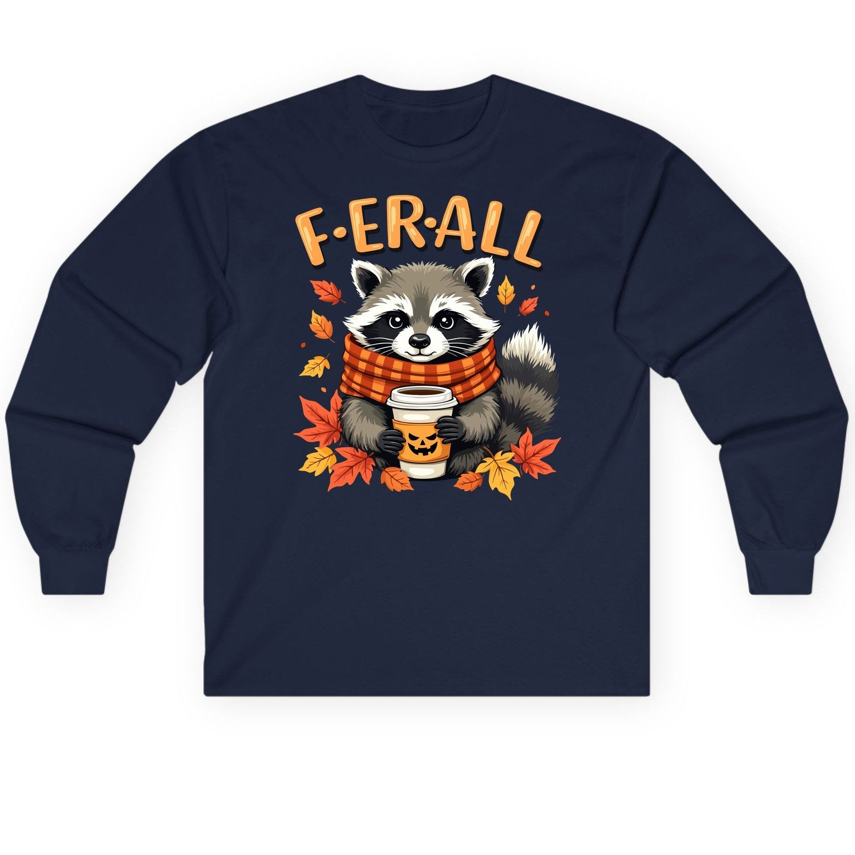F ER All raccoon Long Sleeve Tee Navy product mockup