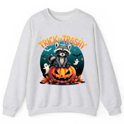 Trick or Trashy Halloween raccoon Sweatshirt Ash product mockup