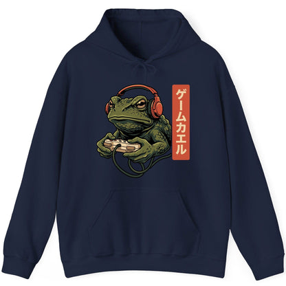 ゲームカエル gaming toad Hoodie Navy product mockup
