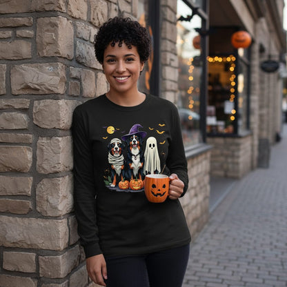Halloween Bernese Mountain Dogs bernese mountain dog Long Sleeve Tee Black lifestyle mockup