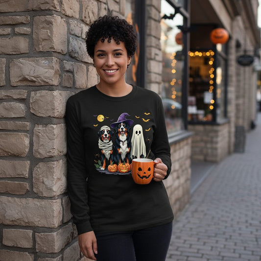 Halloween Bernese Mountain Dogs bernese mountain dog Long Sleeve Tee Black lifestyle mockup