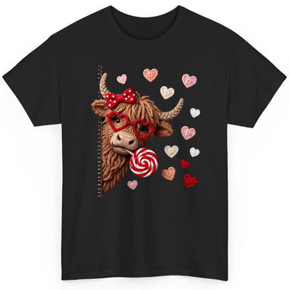 Crochet Valentine's Highland Cow highland cow T-Shirt Black product mockup
