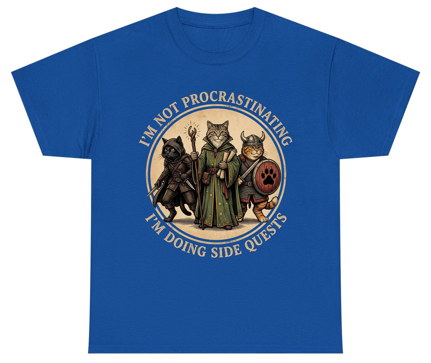 I'm Not Procrastinating I'm Doing Side Quests rpg cats Youth T-Shirt Royal product mockup