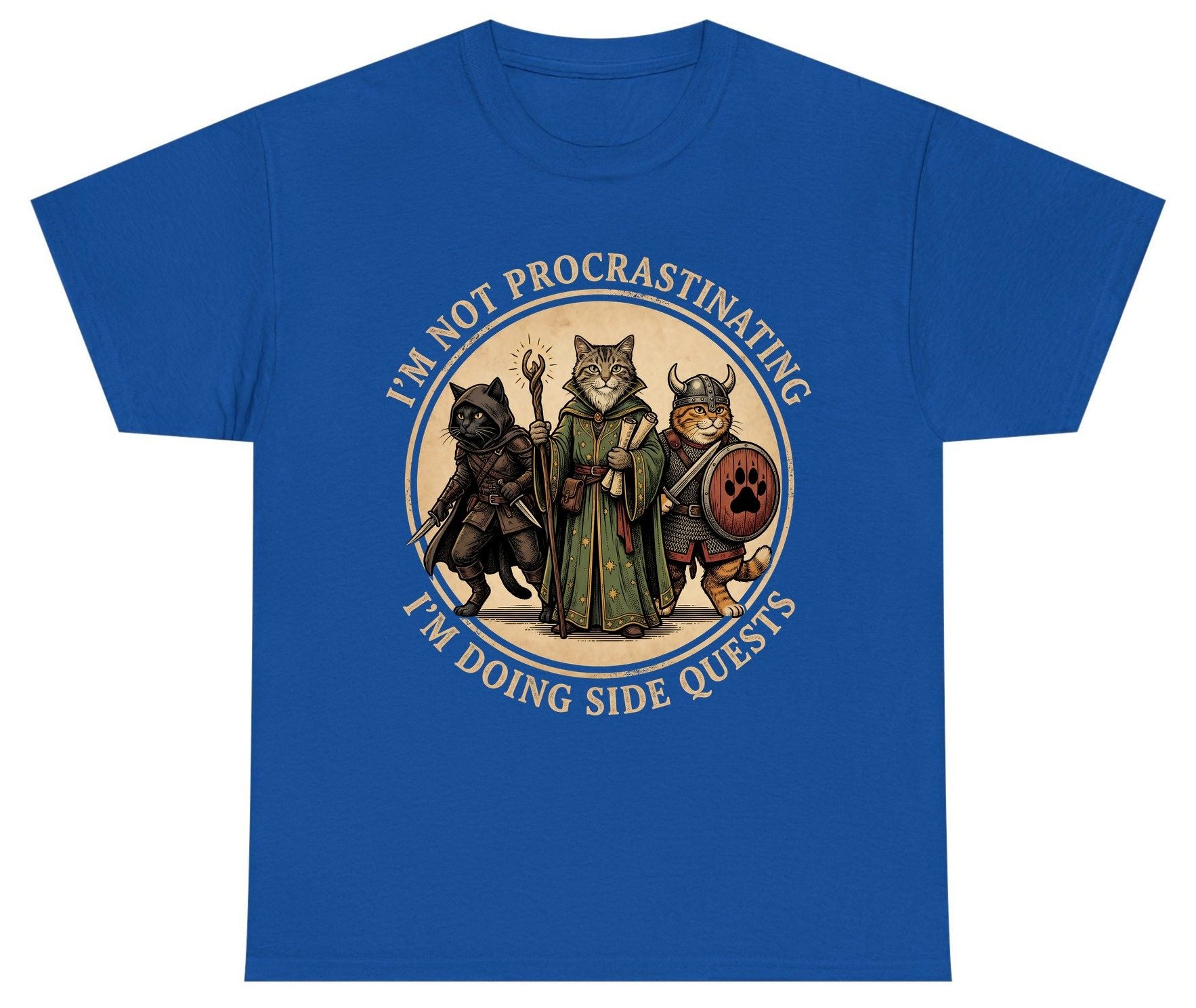 I'm Not Procrastinating I'm Doing Side Quests rpg cats Youth T-Shirt Royal product mockup