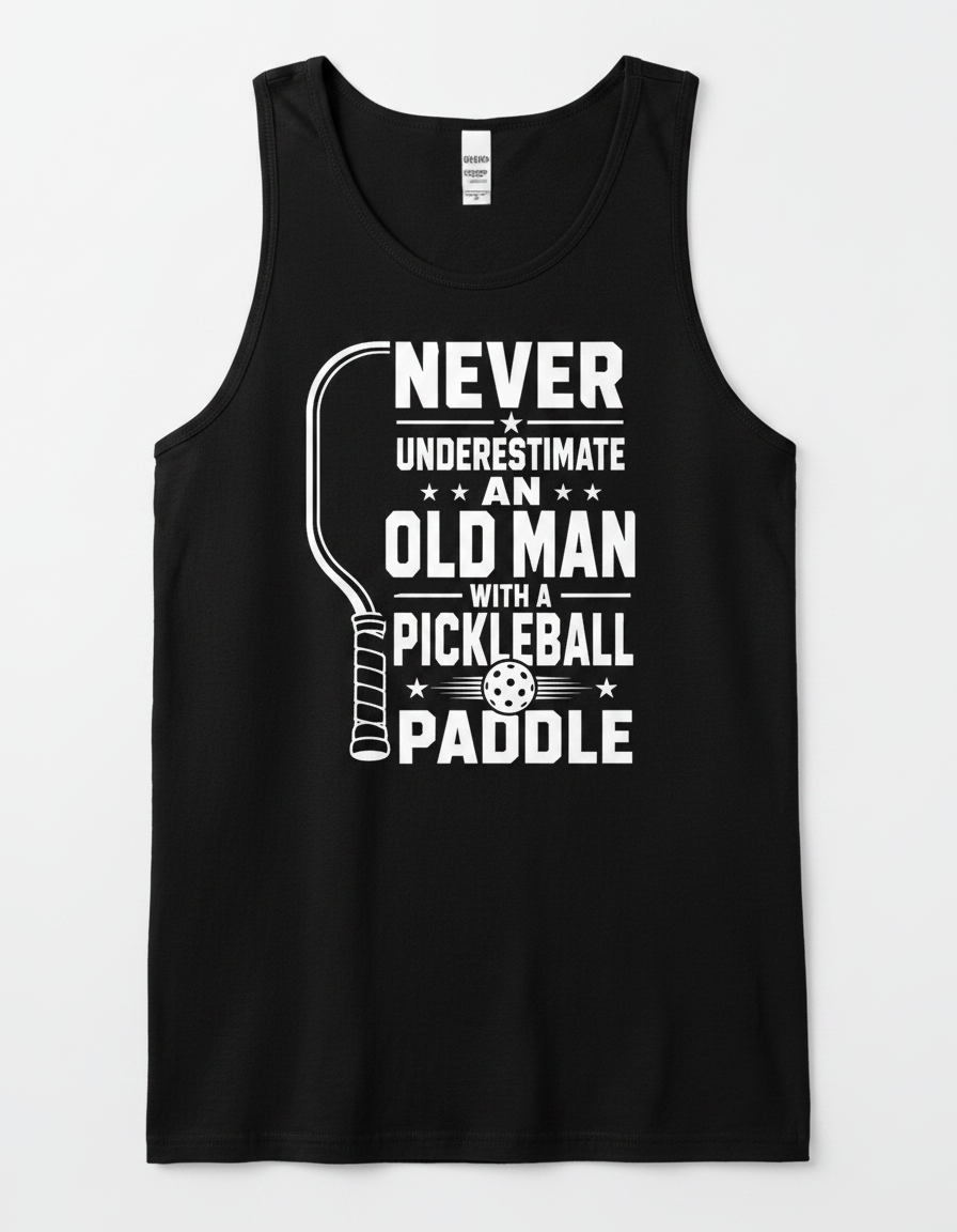Never Underestimate An Old Man With A Pickleball Paddle Tank Top - Black