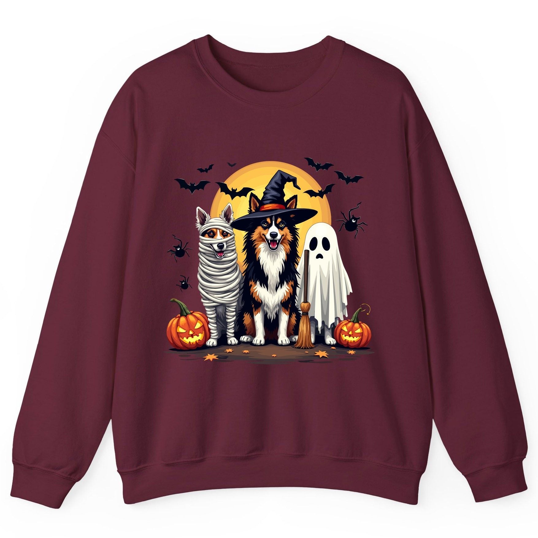 Halloween Dogs in Costumes Halloween dogs Sweatshirt Maroon product mockup