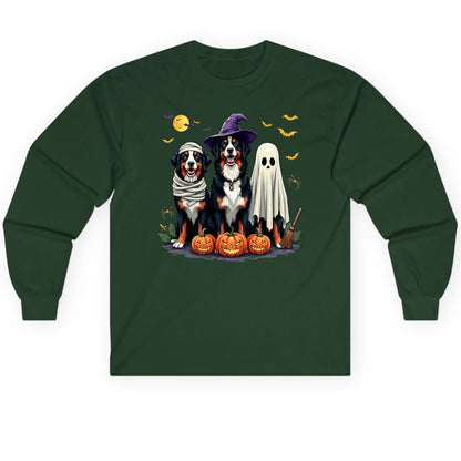 Halloween Bernese Mountain Dogs bernese mountain dog Long Sleeve Tee Forest Green product mockup