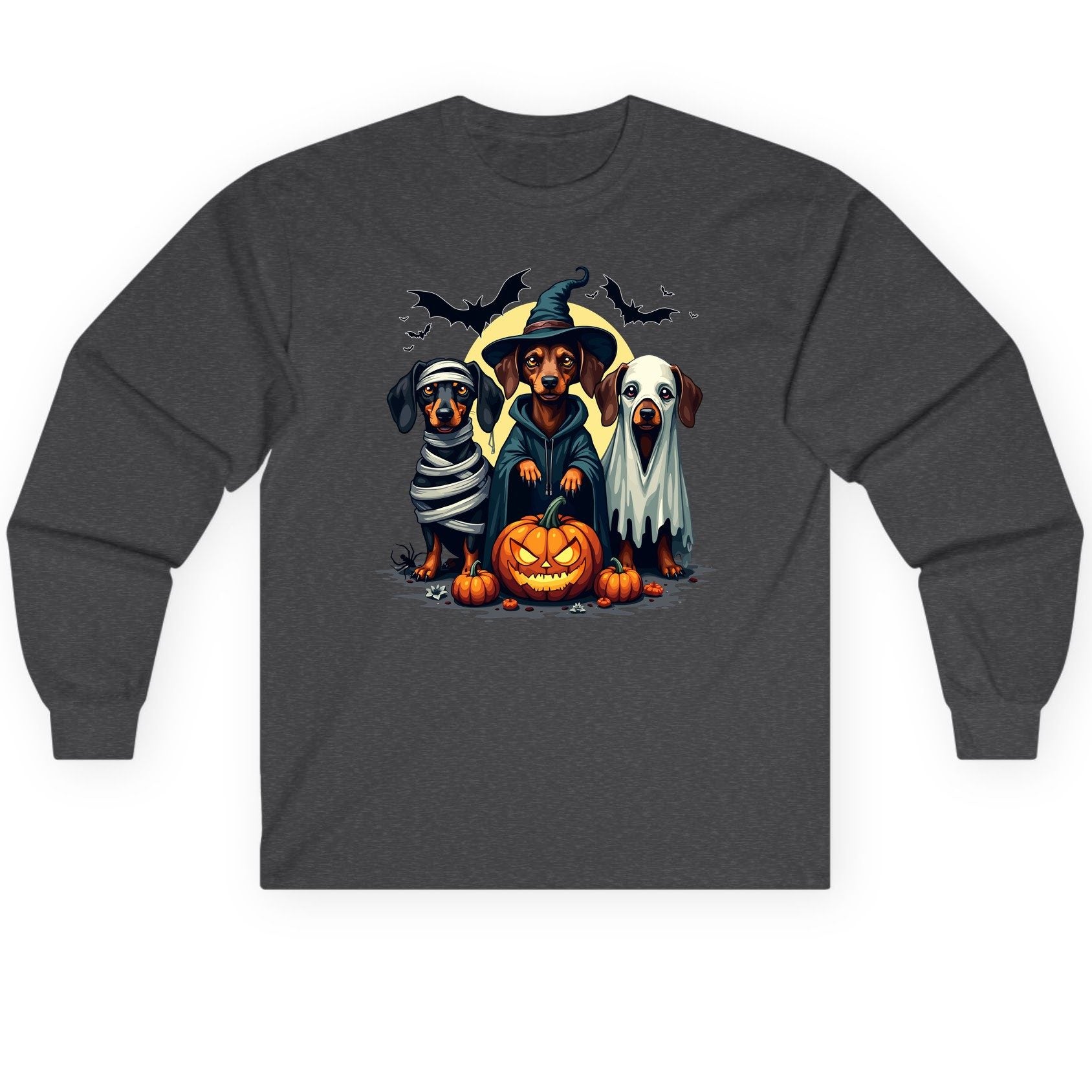 Dachshund Halloween Costumes dachshunds Long Sleeve Tee Dark Heather product mockup