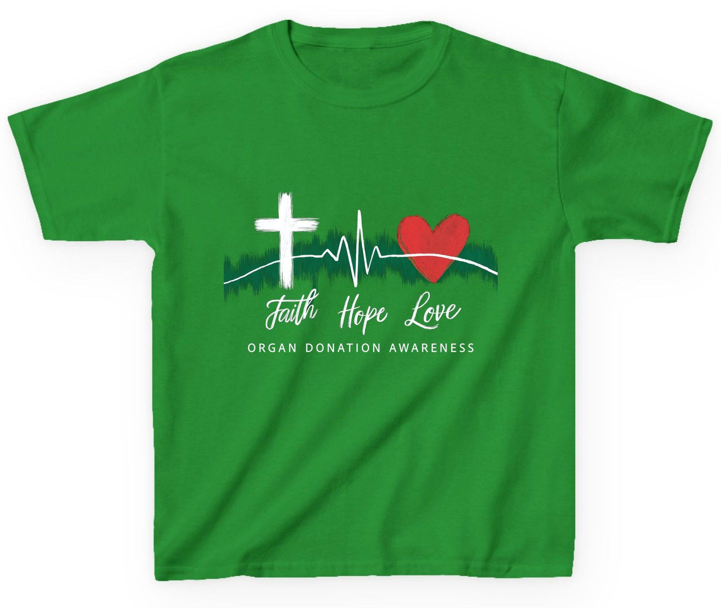 Faith Hope Love Organ Donation Awareness organ donation awareness Youth T-Shirt Irish Green product mockup