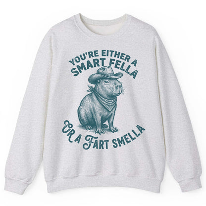 You're Either a Smart Fella or a Fart Smella capybara Sweatshirt Ash product mockup