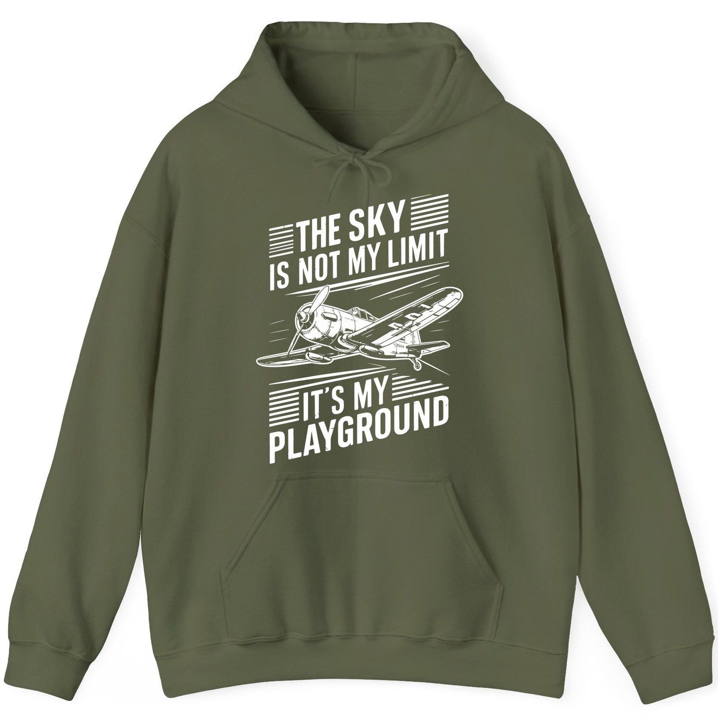 The Sky Is Not My Limit It's My Playground vintage airplane Hoodie Military Green product mockup