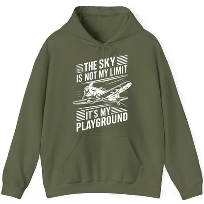 The Sky Is Not My Limit It's My Playground vintage airplane Hoodie Military Green product mockup