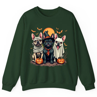 Halloween French Bulldogs Costumes french bulldogs Sweatshirt Forest Green product mockup