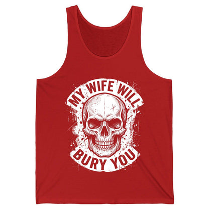 My Wife Will Bury You skull Tank Top Red product mockup