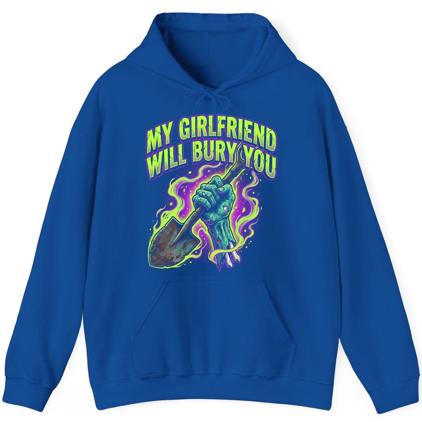 My Girlfriend Will Bury You zombie Hoodie Royal product mockup