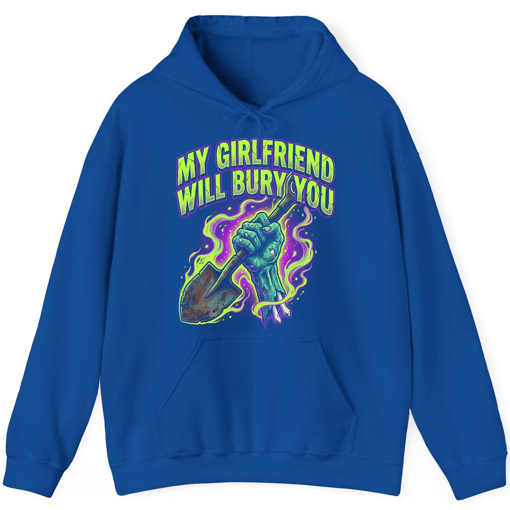 My Girlfriend Will Bury You zombie Hoodie Royal product mockup