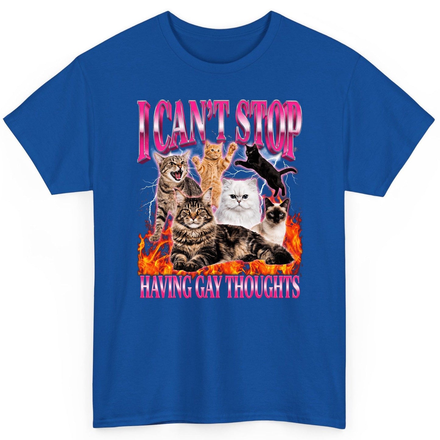 I Can't Stop Having Gay Thoughts cats T-Shirt Royal product mockup